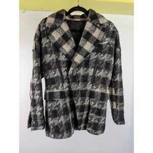 G.V.G.V. Checkered Houndstooth Wool Blend Coat Women's Size 34 Black White Japan